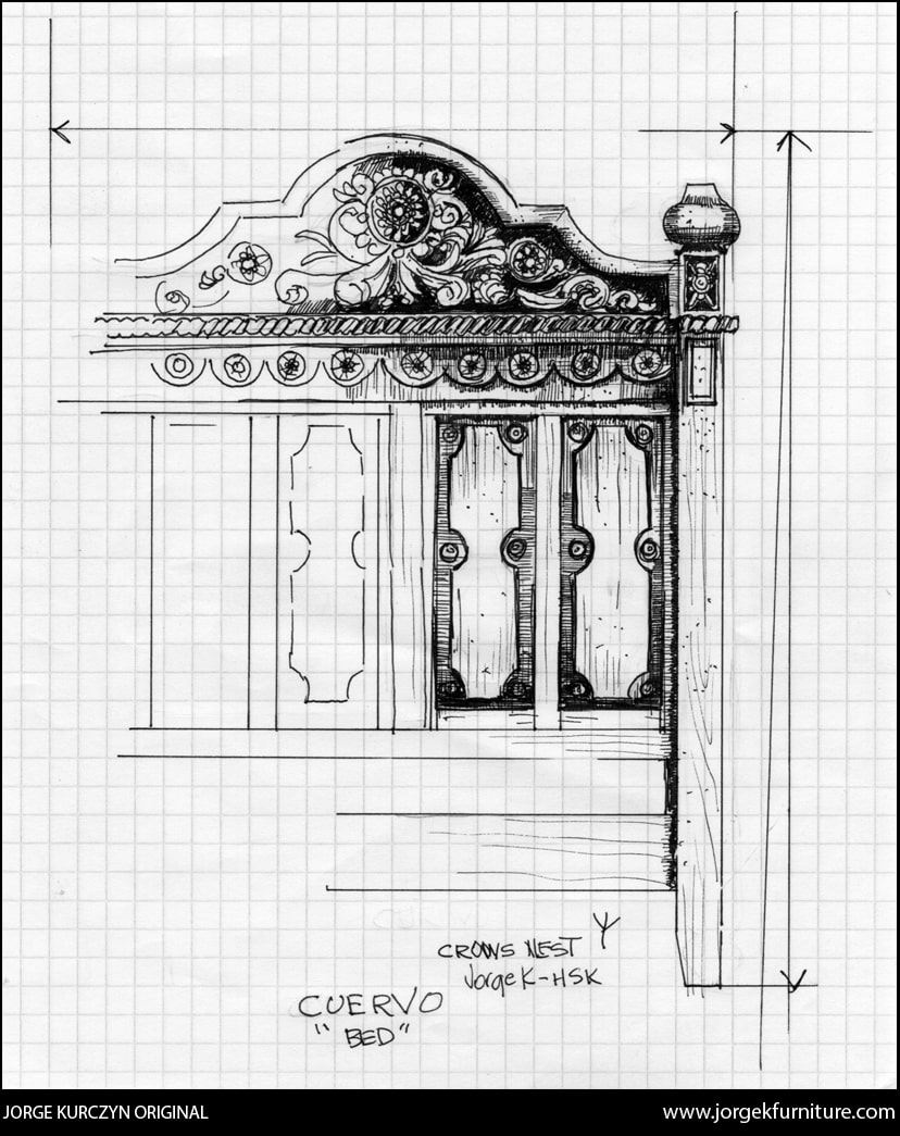 Original Design - Jorge Kurczyn - Handcarved bed