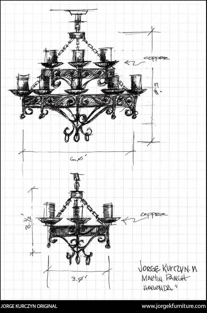 Original Design - Jorge Kurczyn - Hand made copper ceiling lamp